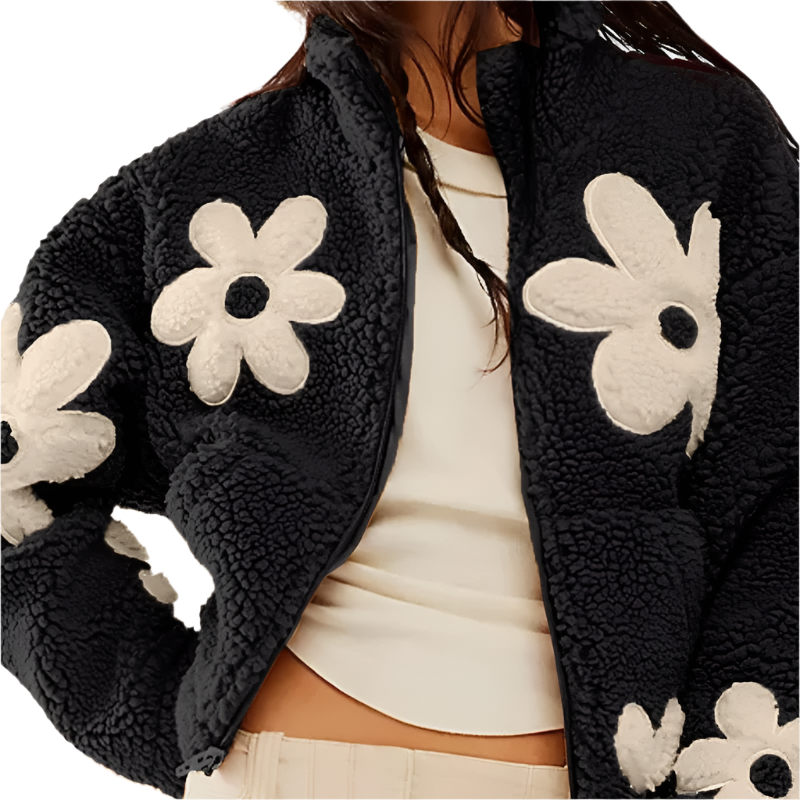 Serena – Elegante Herfst/Winter Bloemen Woljas voor Dames