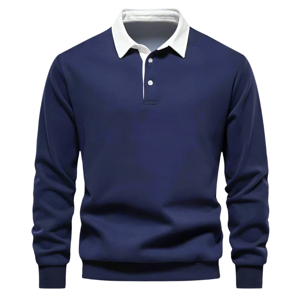 Luca – Klassieke Katoenen Polo-Neck Sweatshirt voor Heren