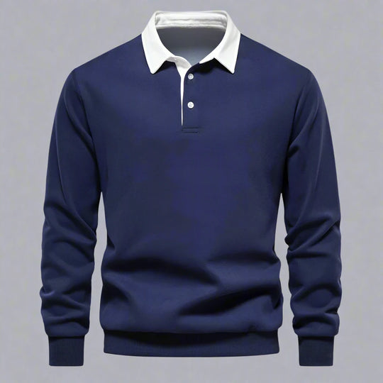 Luca – Klassieke Katoenen Polo-Neck Sweatshirt voor Heren