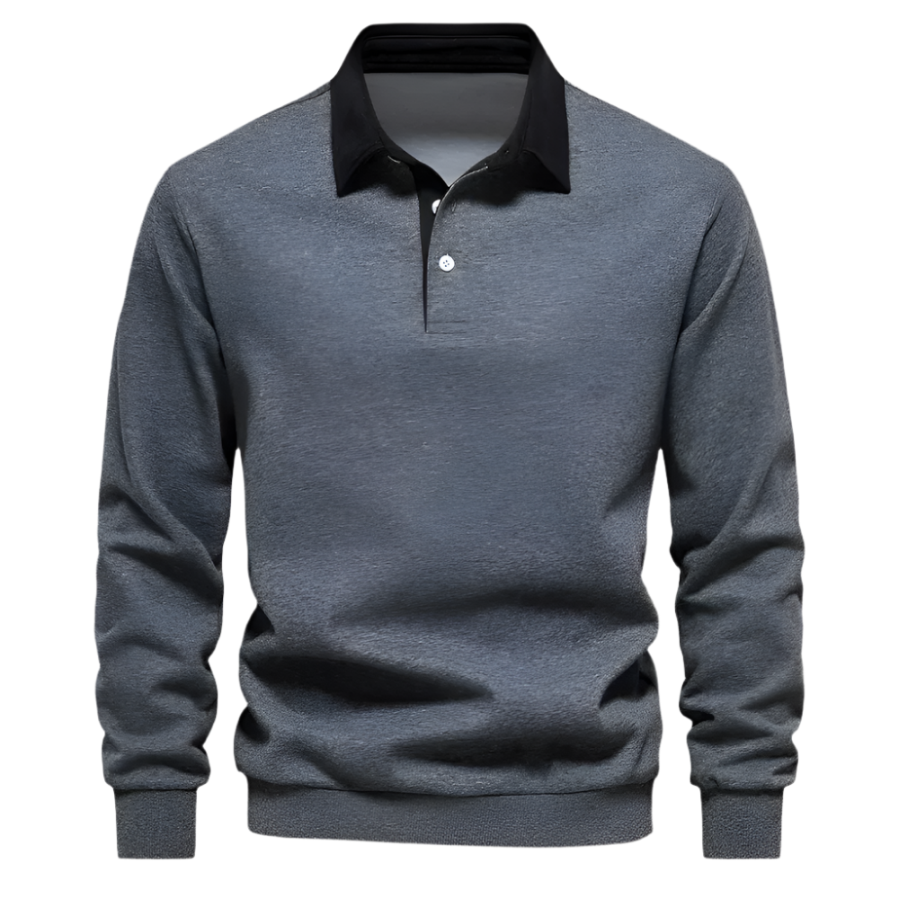 Luca – Klassieke Katoenen Polo-Neck Sweatshirt voor Heren