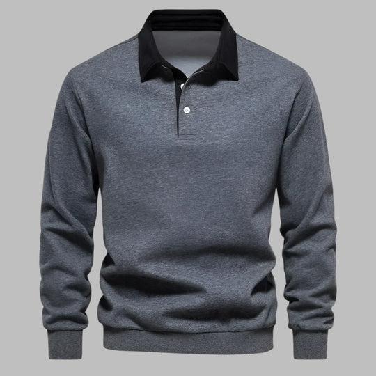 Luca – Klassieke Katoenen Polo-Neck Sweatshirt voor Heren