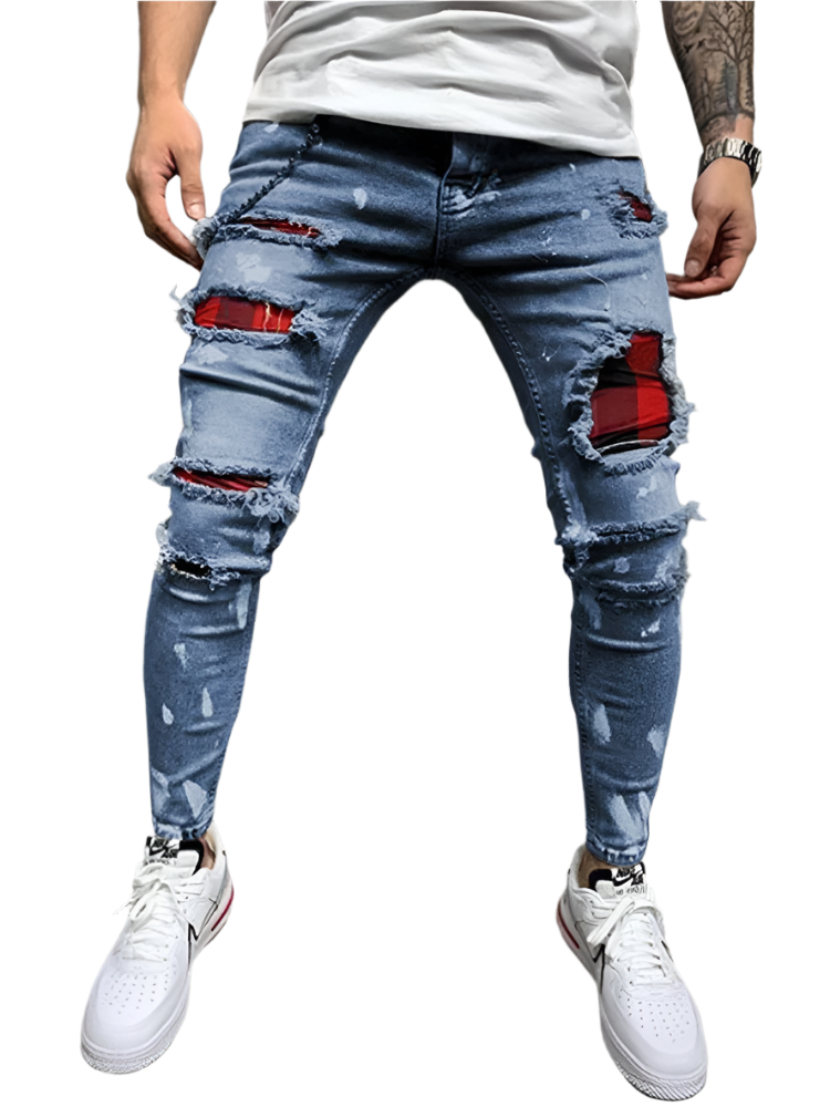 Enzo – Heren Patch Slim Fit Denim Broek