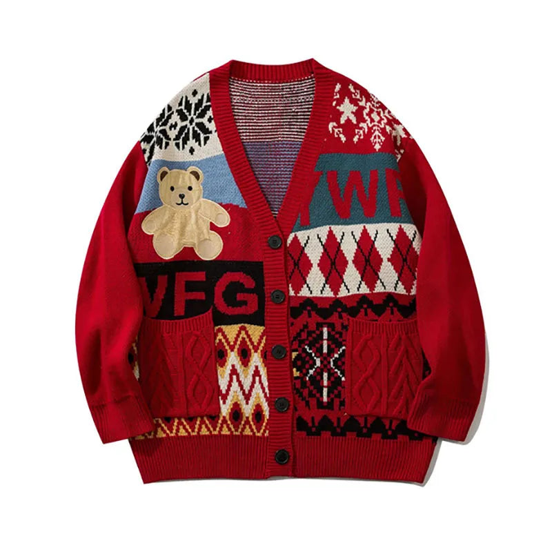 Stefano – Oversized Unisex Kersttrui met Schattige Beer