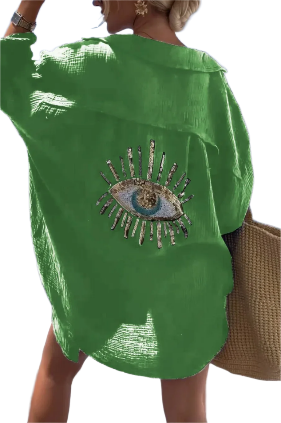 Zulaykha – Mystieke Evil Eye Dames Strandshirt