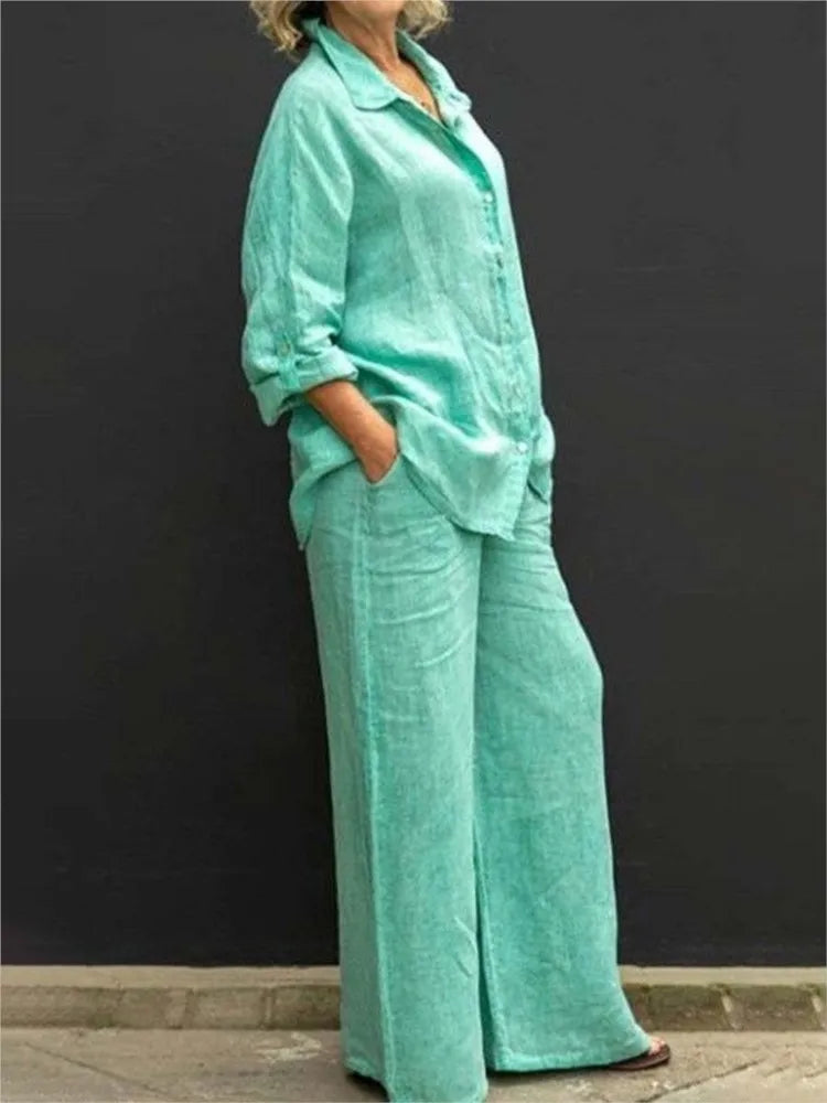 Sofia – Chic Katoen Linnen Vrouwen 2-Piece Set