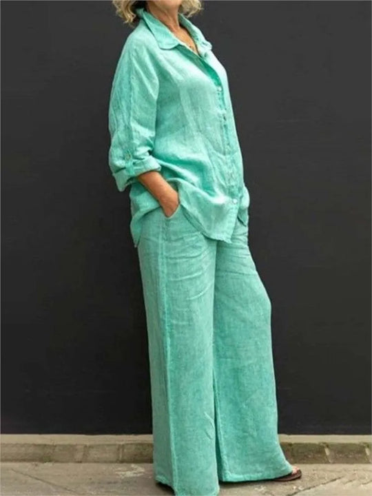Sofia – Chic Katoen Linnen Vrouwen 2-Piece Set