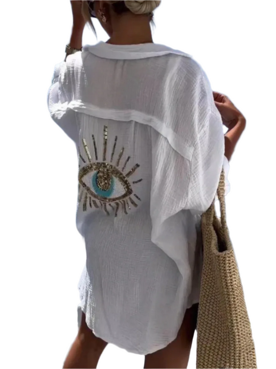 Zulaykha – Mystieke Evil Eye Dames Strandshirt