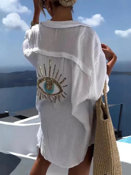 Zulaykha – Mystieke Evil Eye Dames Strandshirt