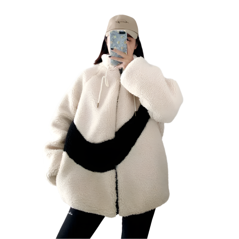 Francesca – Winter Wol Coat met Nepbont Afwerking voor Dames