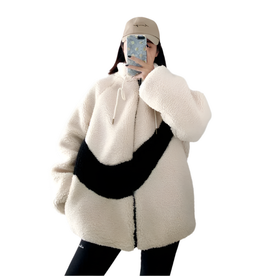 Francesca – Winter Wol Coat met Nepbont Afwerking voor Dames