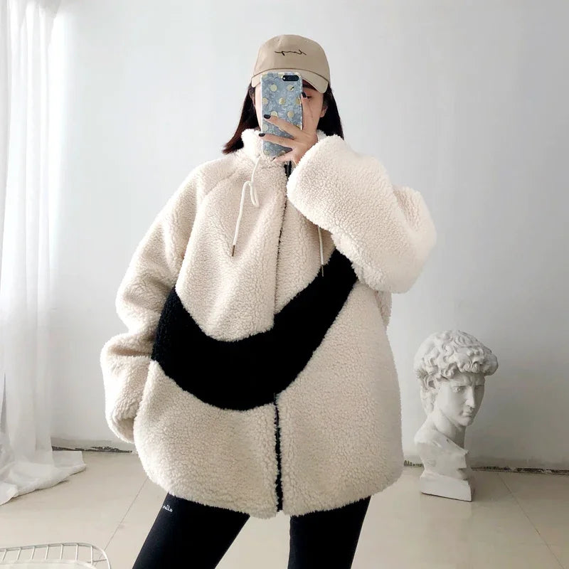 Francesca – Winter Wol Coat met Nepbont Afwerking voor Dames