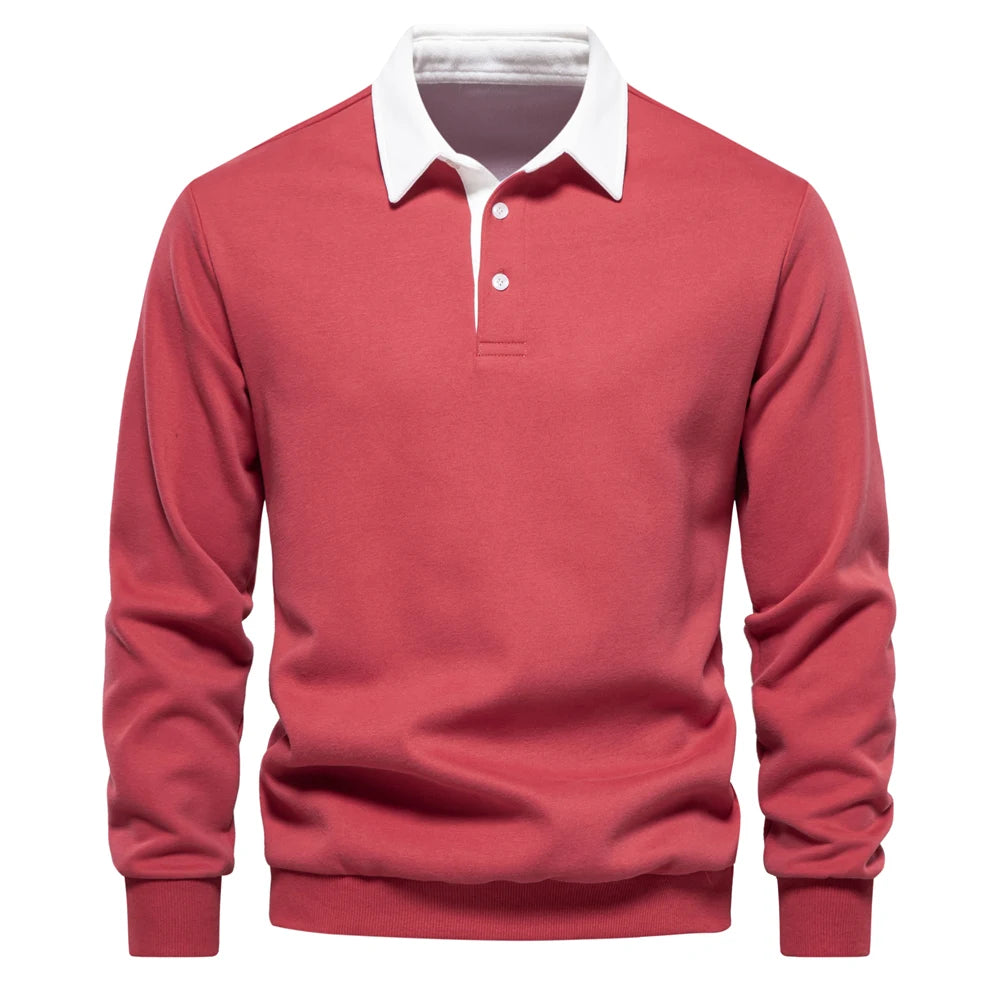 Luca – Klassieke Katoenen Polo-Neck Sweatshirt voor Heren