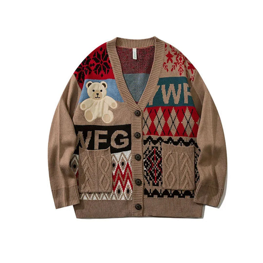 Stefano – Oversized Unisex Kersttrui met Schattige Beer