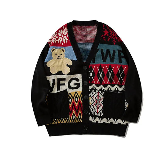 Stefano – Oversized Unisex Kersttrui met Schattige Beer