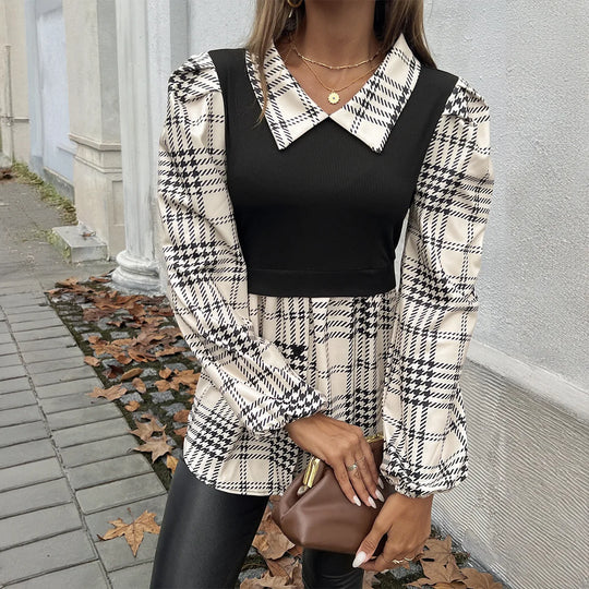 Sofia – Klassieke Damesblouse met Ruitpatroon