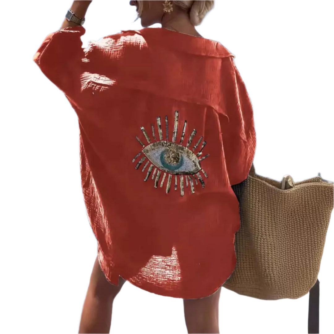 Zulaykha – Mystieke Evil Eye Dames Strandshirt