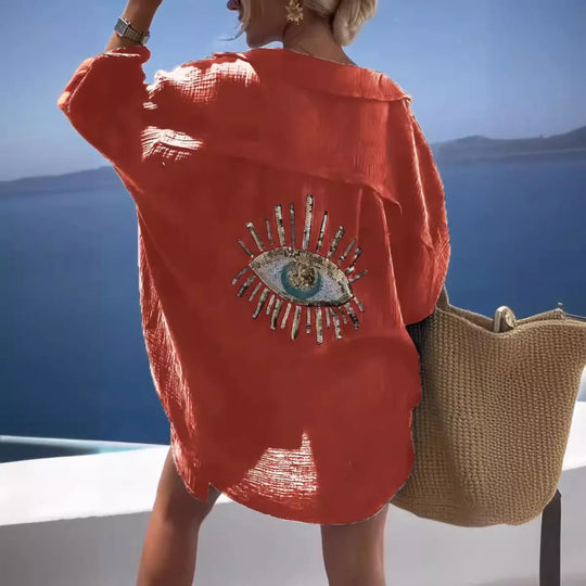 Zulaykha – Mystieke Evil Eye Dames Strandshirt