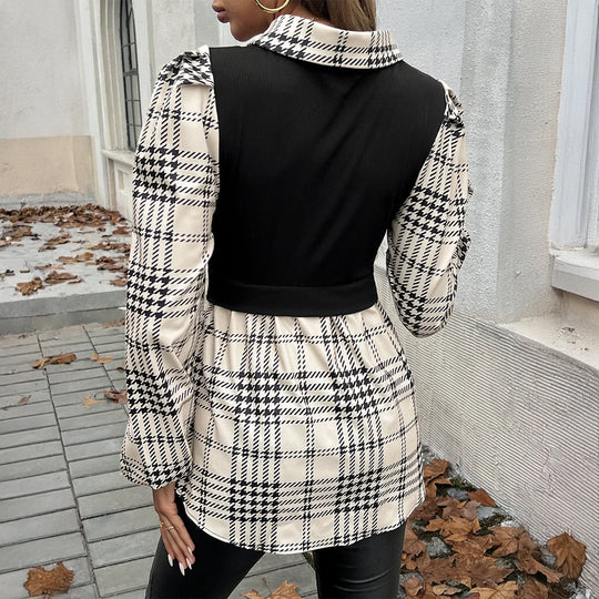 Sofia – Klassieke Damesblouse met Ruitpatroon