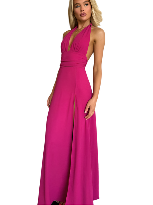Zahra – Elegante Mouwloze Open Rug Hoge Split Jurk voor Dames