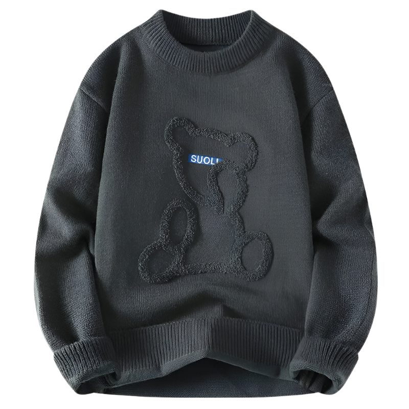 Matteo – Jacquard Heren Pullover met Berenpatroon