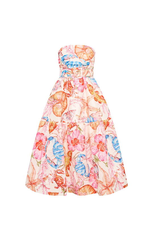 Emma – Elegant Strapless Midi-Jurk voor Dames