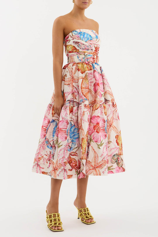 Emma – Elegant Strapless Midi-Jurk voor Dames