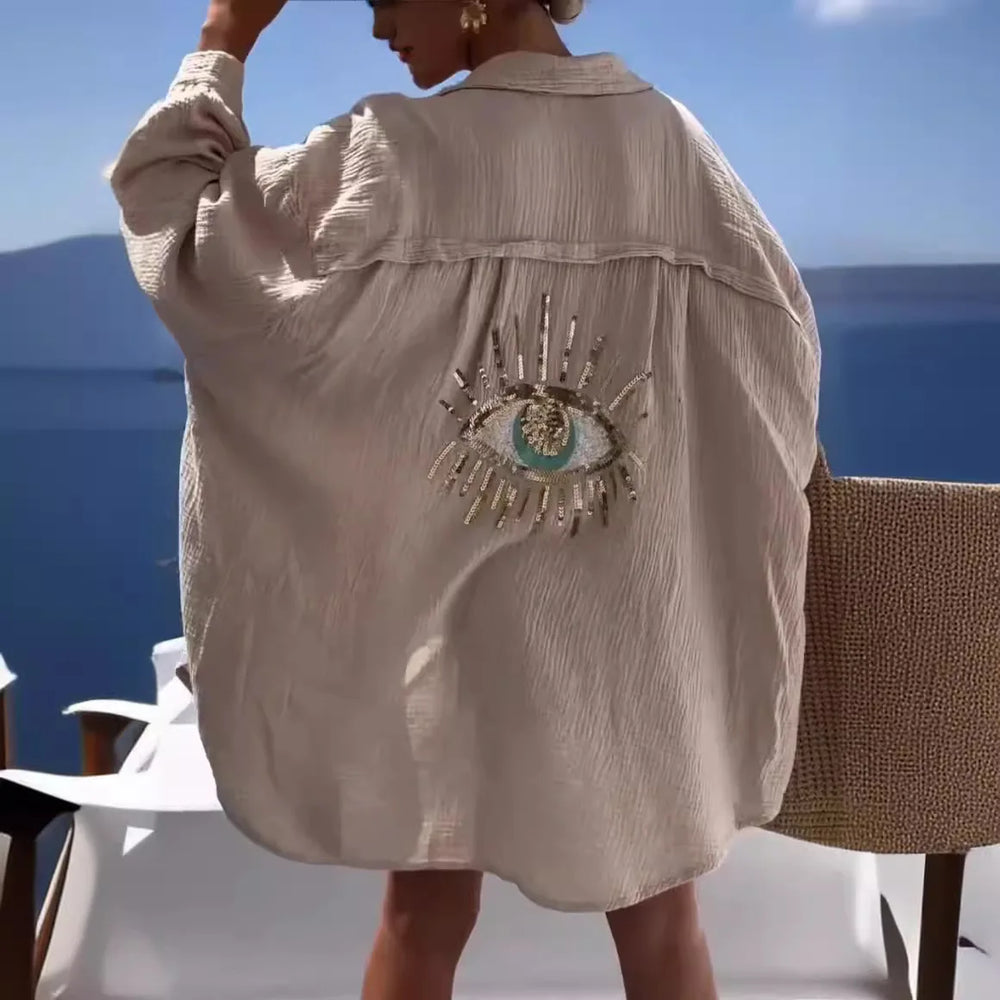 Zulaykha – Mystieke Evil Eye Dames Strandshirt