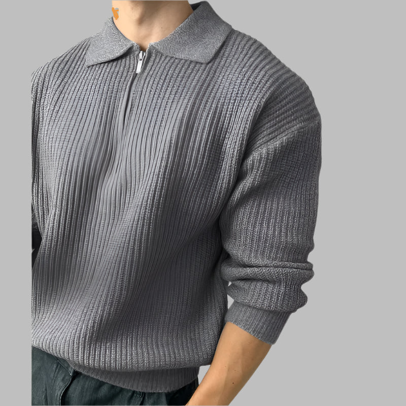 Khalil – Koreaanse Stijl Grof Gebreide Heren Halve-Rits Pullover Shirt