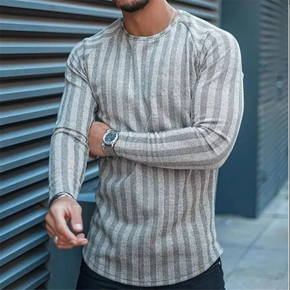 Giovanni – Modern Gestreepte Lange Mouw Sweater voor heren