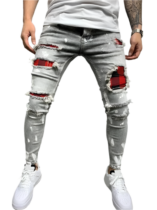 Enzo – Heren Patch Slim Fit Denim Broek