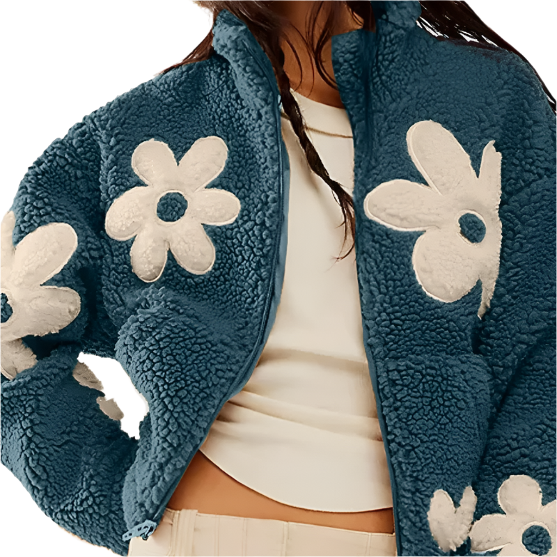 Serena – Elegante Herfst/Winter Bloemen Woljas voor Dames