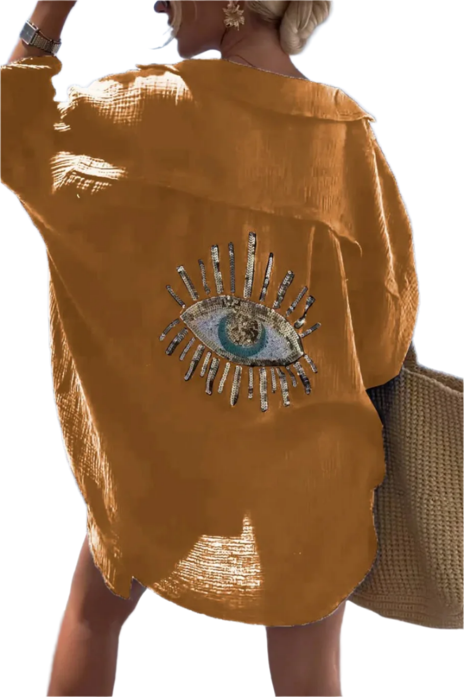 Zulaykha – Mystieke Evil Eye Dames Strandshirt