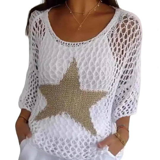 Salma – Ster-Mesh Vrouwen Haakblouse