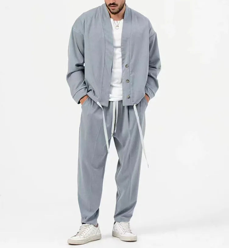 Richard – Mode Heren Cardigan Jack & Broek Sportoutfit Set