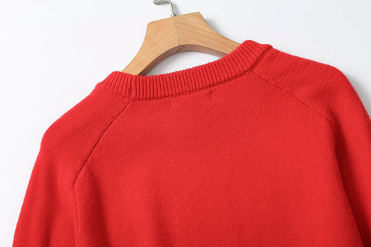 Lina – Dames Rood Wolblend Trui voor de Herfst