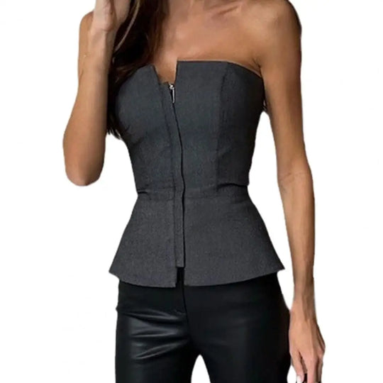 Zayna – Zipper Placket Dames Tube Top