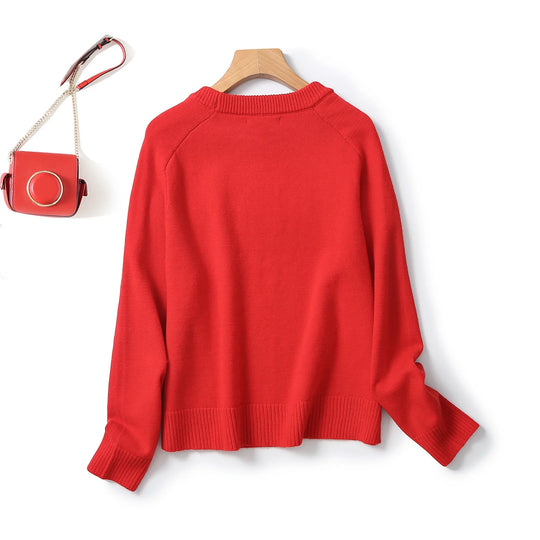 Lina – Dames Rood Wolblend Trui voor de Herfst