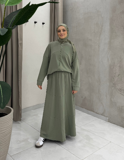 Mariam – Elegante Olive Dames Outfit Set