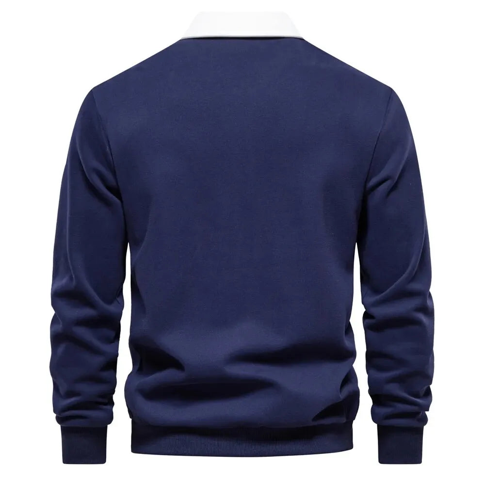 Luca – Klassieke Katoenen Polo-Neck Sweatshirt voor Heren