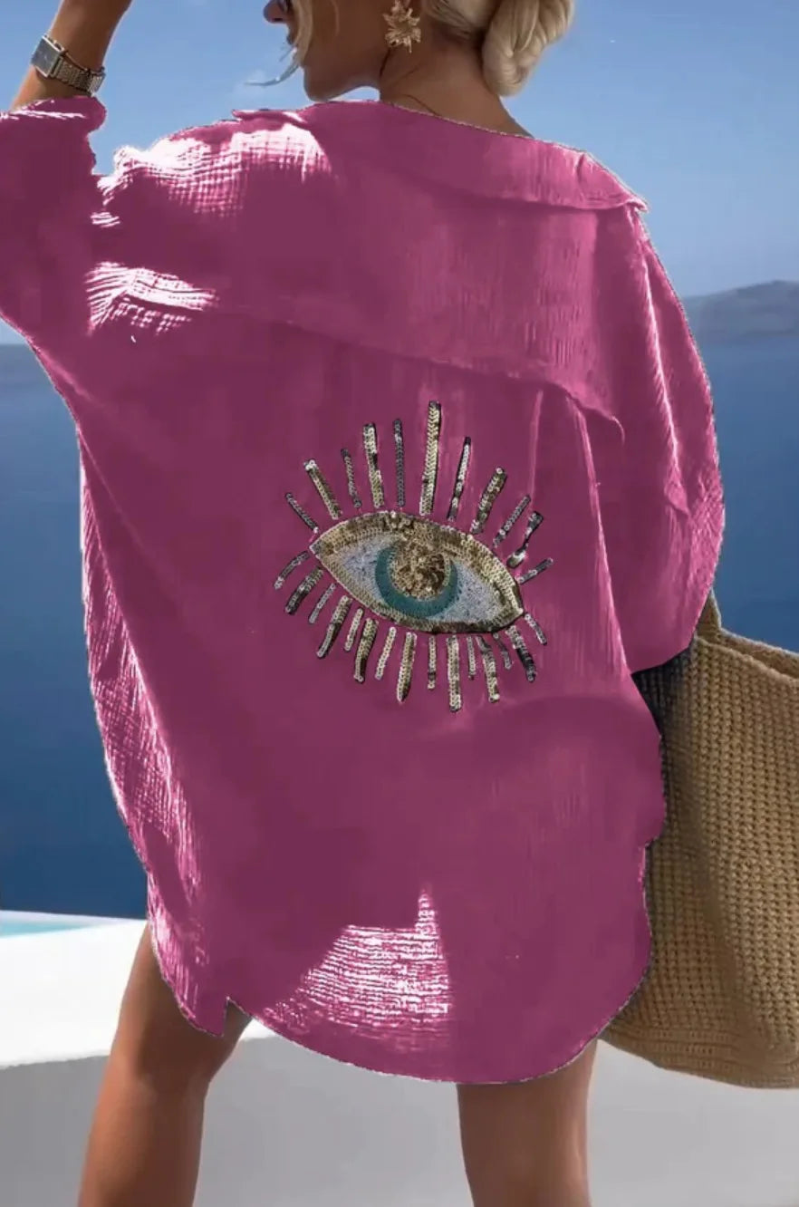 Zulaykha – Mystieke Evil Eye Dames Strandshirt