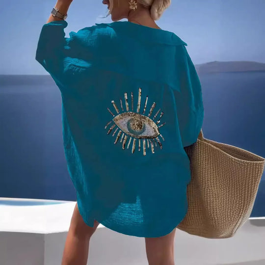 Zulaykha – Mystieke Evil Eye Dames Strandshirt