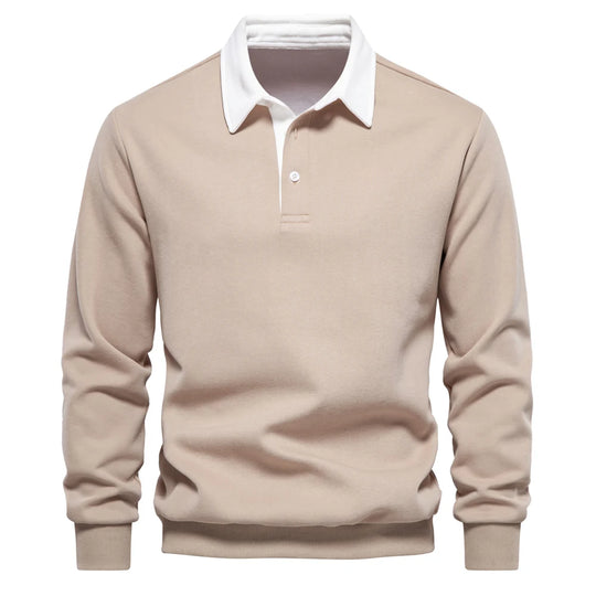 Luca – Klassieke Katoenen Polo-Neck Sweatshirt voor Heren