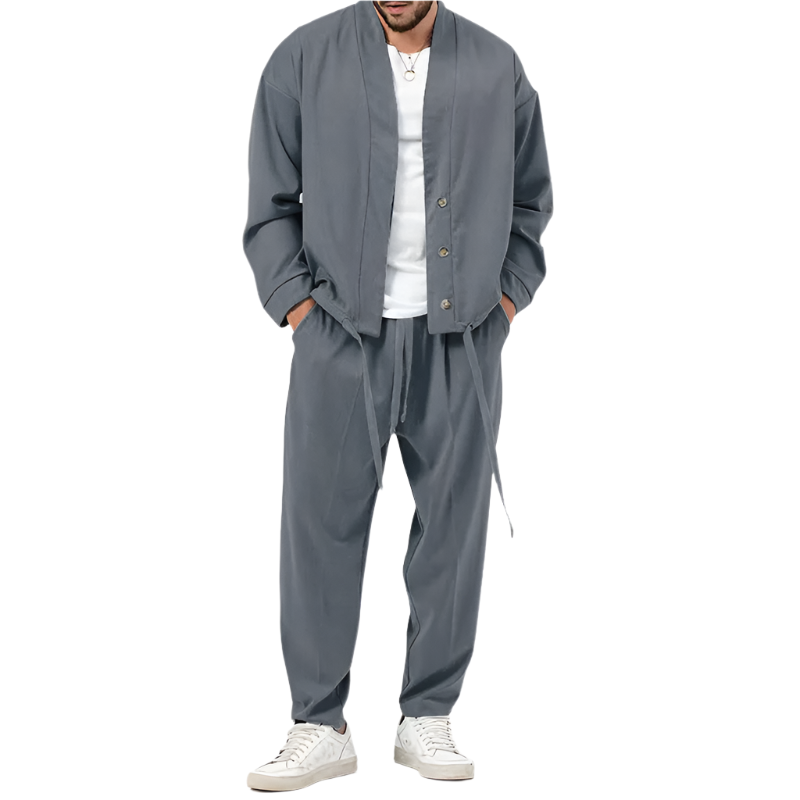 Richard – Mode Heren Cardigan Jack & Broek Sportoutfit Set