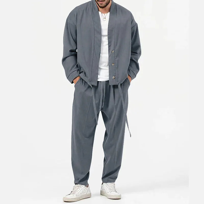 Richard – Mode Heren Cardigan Jack & Broek Sportoutfit Set