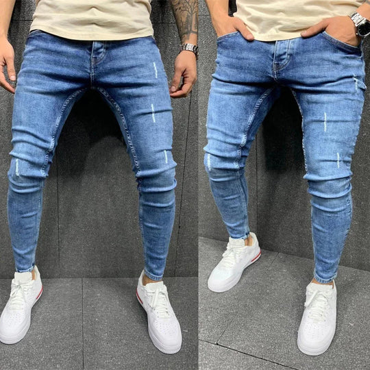 Alessandro – Katoenen Stretch Ripped Skinny Jeans voor Mannen