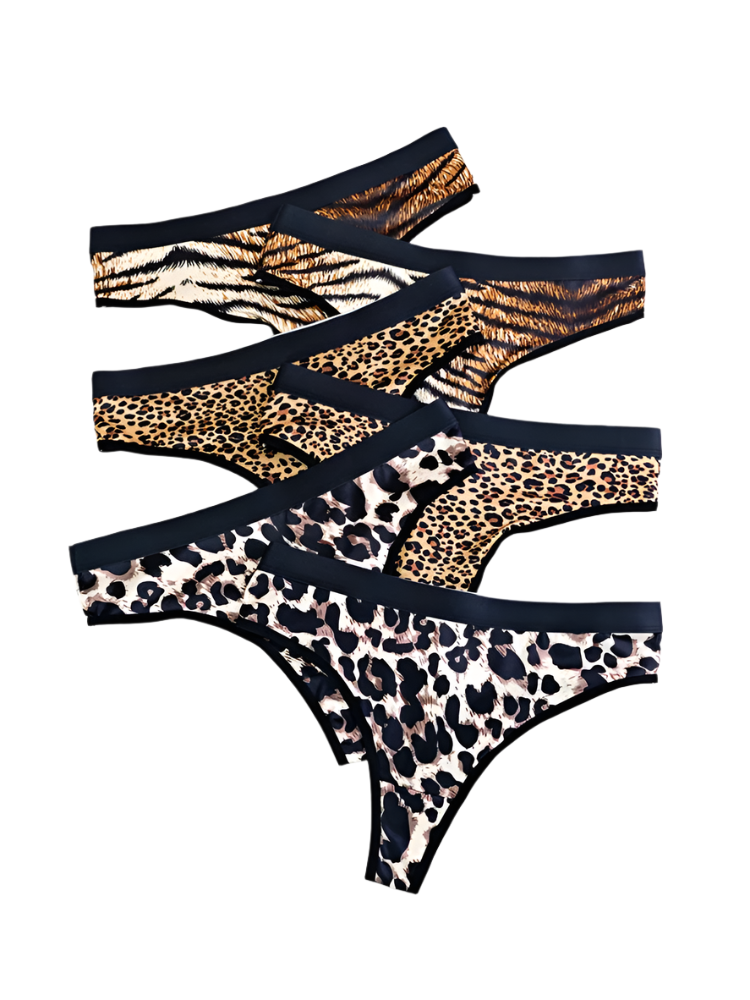 Valentina – Vrouwen's Seamless Leopard Thong Set