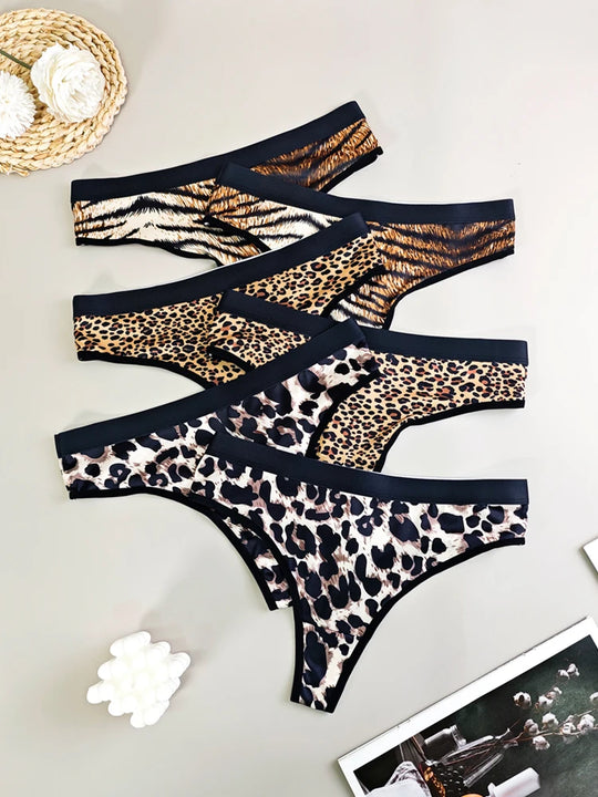 Valentina – Vrouwen's Seamless Leopard Thong Set