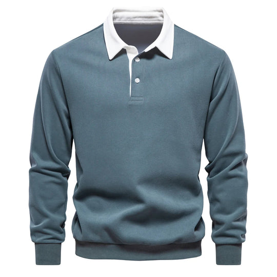 Luca – Klassieke Katoenen Polo-Neck Sweatshirt voor Heren