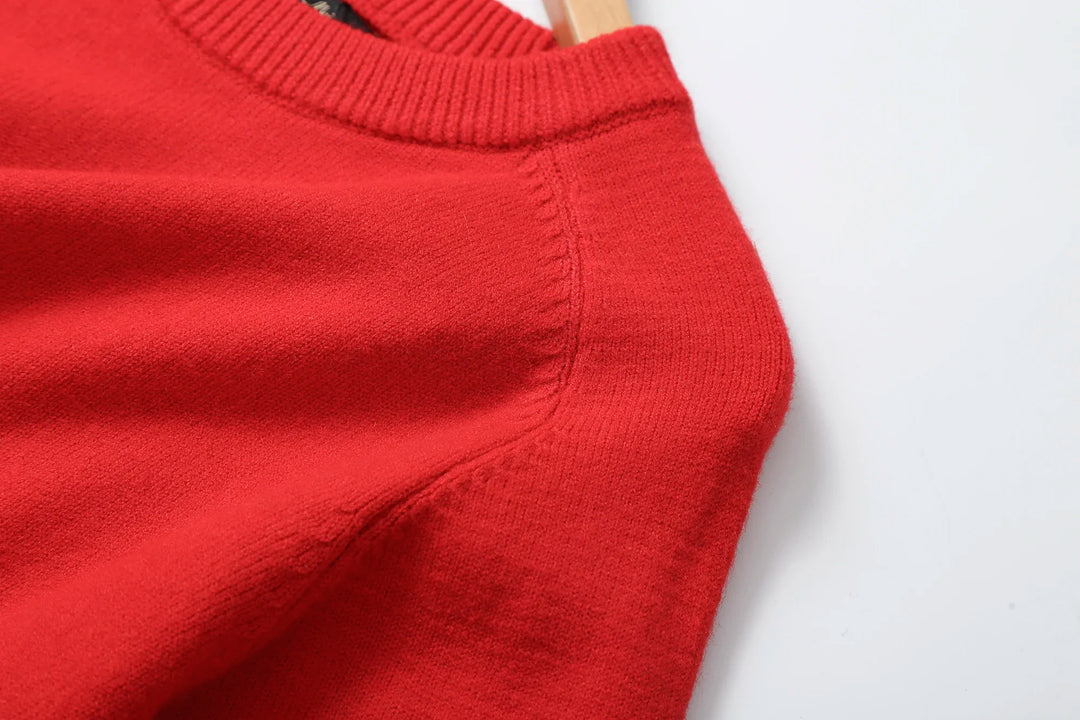 Lina – Dames Rood Wolblend Trui voor de Herfst