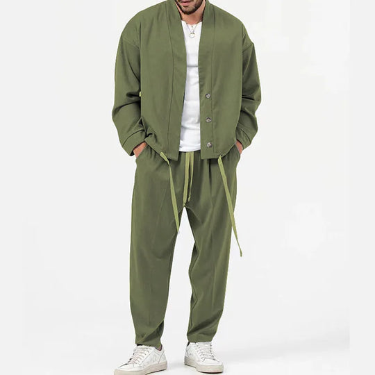 Richard – Mode Heren Cardigan Jack & Broek Sportoutfit Set